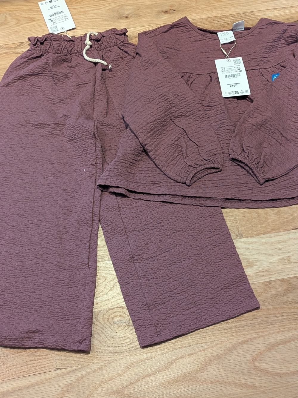 Zara Girls Textured Two-Piece Set — Dusty Plum